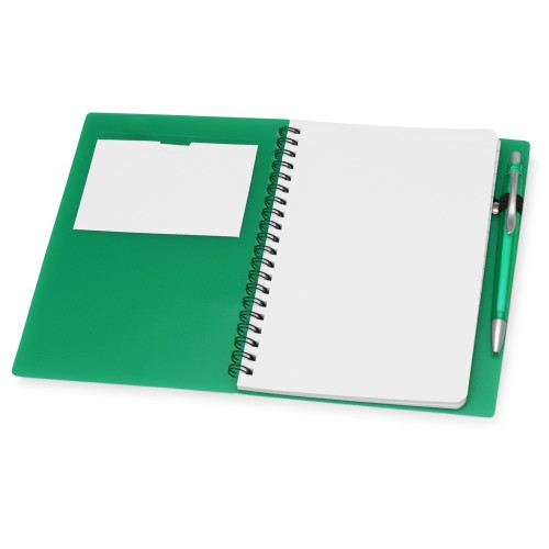 Блокнот "Контакт" с ручкой, зеленый