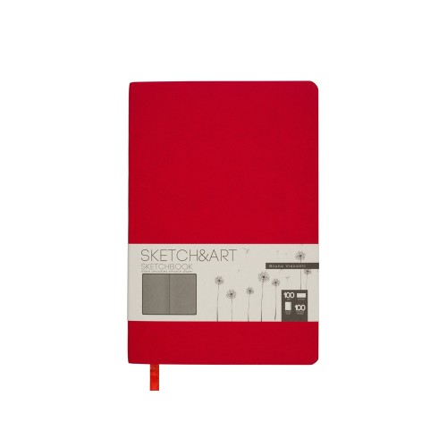 Скетчбук "Sketch & Art" в мягком переплете 140х210 мм, 100 л. черной бумаги 100 гр., красный