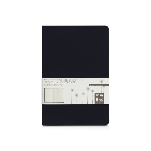 Скетчбук "Sketch & Art" в твердом переплете 143х216 мм, 100 л. бежевой бумаги 100 г/м2, черный
