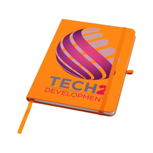 Teak блокнот А5 из переработан. материала в твердой обложке с линован. страницами - Оранжевый