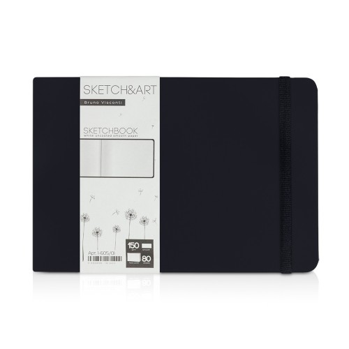 Скетчбук "Sketch & Art" в твердом переплете 213х146 мм, 80 л. белой бумаги 150 г/м2, черный