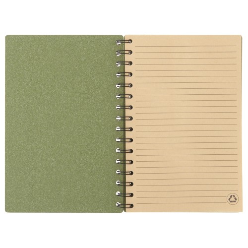 Блокнот на спирали в картонной обложке с переработанной бумагой "Mania", зеленый