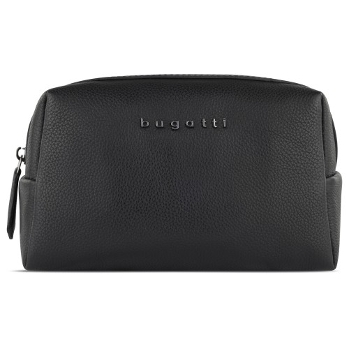 Косметичка BUGATTI БЕЛЛА | BELLA, чёрная, воловья кожа/полиэстер, 19х8,5х11 см