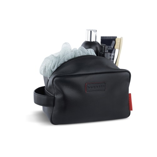 Несессер дорожный BUGATTI КЛАРК | CLARK, чёрный, воловья кожа/полиэстер, 20х10х13 см, 2,5 л