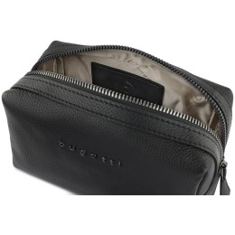 Косметичка BUGATTI БЕЛЛА | BELLA, чёрная, воловья кожа/полиэстер, 19х8,5х11 см