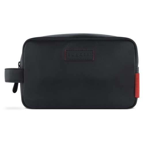 Несессер дорожный BUGATTI КЛАРК | CLARK, чёрный, воловья кожа/полиэстер, 20х10х13 см, 2,5 л