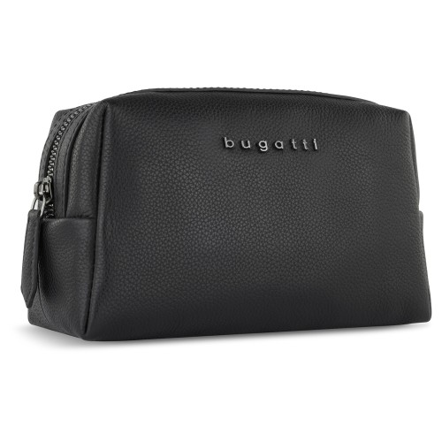 Косметичка BUGATTI БЕЛЛА | BELLA, чёрная, воловья кожа/полиэстер, 19х8,5х11 см