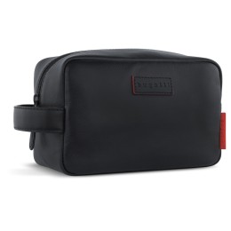 Несессер дорожный BUGATTI КЛАРК | CLARK, чёрный, воловья кожа/полиэстер, 20х10х13 см, 2,5 л