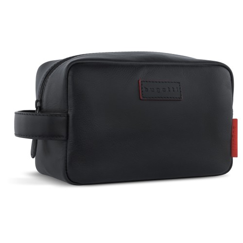 Несессер дорожный BUGATTI КЛАРК | CLARK, чёрный, воловья кожа/полиэстер, 20х10х13 см, 2,5 л