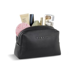 Косметичка BUGATTI БЕЛЛА | BELLA, чёрная, воловья кожа/полиэстер, 19х8,5х11 см