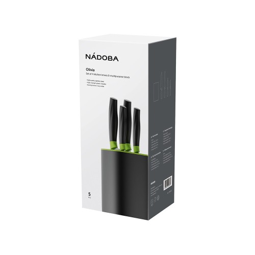 Набор из 4 кухонных ножей в универсальном блоке,  NADOBA, серия OLIVIA