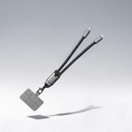 Ремешок-держатель для телефона с зарядным кабелем USB-C - USB-C «Lany Wristband Charge Eco», серый