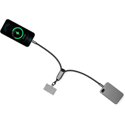 Ремешок-держатель для телефона с зарядным кабелем USB-C - USB-C «Lany Wristband Charge Eco», серый