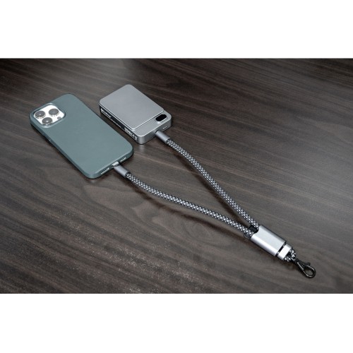 Ремешок-держатель для телефона с зарядным кабелем USB-C - USB-C «Lany Wristband Charge Eco», серый
