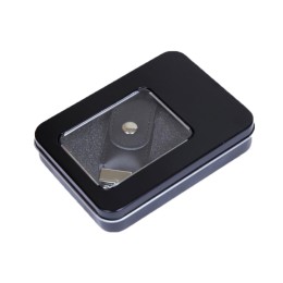Металлическая коробочка G04 черного цвета с прозрачным окошком