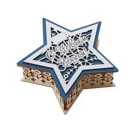 Шкатулка из фанеры в виде звезды "Asteris", сине-серебристый