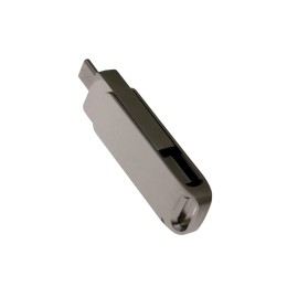 USB 2.0- флешка на 128 Гб поворотный механизм 2 в 1, c дополнительным разъемом Type-C с одноцветным металлическим клипом, серый
