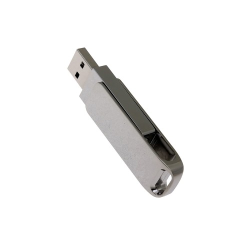 USB 2.0- флешка на 16 Гб поворотный механизм 2 в 1, c дополнительным разъемом Type-C с одноцветным металлическим клипом, серебристый