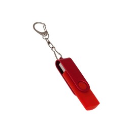 USB-флешка на 128 Гб 2 в 1 поворотный механизм, c дополнительным разъемом Type-C с одноцветным металлическим клипом, красный