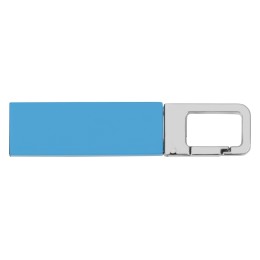 Флеш-карта USB 2.0 16 Gb с карабином "Hook", голубой/серебристый