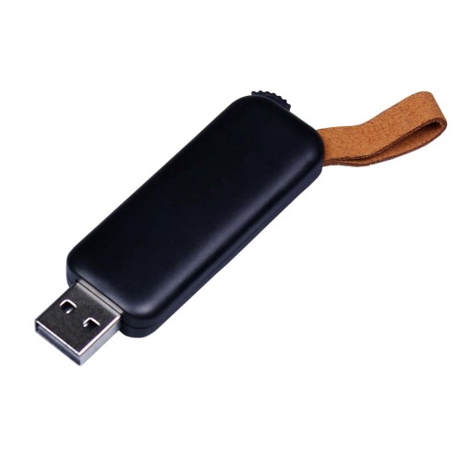 USB-флешка промо на 128 Гб прямоугольной формы, выдвижной механизм, черный