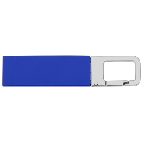 Флеш-карта USB 2.0 16 Gb с карабином "Hook", синий/серебристый