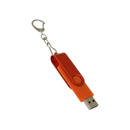USB-флешка на 128 Гб 2 в 1 поворотный механизм, c дополнительным разъемом Type-C с одноцветным металлическим клипом, оранжевый