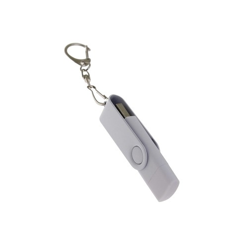 USB-флешка на 128 Гб 2 в 1 поворотный механизм, c дополнительным разъемом Type-C с одноцветным металлическим клипом, белый