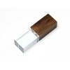 USB-флешка на 64 ГБ прямоугольной формы, под гравировку 3D логотипа, материал стекло, с деревянным колпачком красного цвета, зеленый