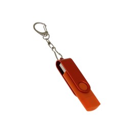 USB-флешка на 128 Гб 2 в 1 поворотный механизм, c дополнительным разъемом Type-C с одноцветным металлическим клипом, оранжевый