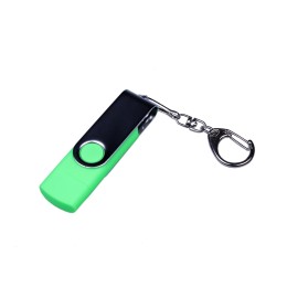USB-флешка на 16 Гб поворотный механизм, c двумя дополнительными разъемами MicroUSB и TypeC, зеленый