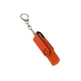 USB-флешка на 64 Гб 2 в 1 поворотный механизм, c дополнительным разъемом Type-C с одноцветным металлическим клипом, оранжевый