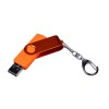 USB-флешка на 16 Гб 3 в 1 поворотный механизм, c двумя дополнительными разъемами MicroUSB и TypeC C с одноцветным металлическим клипом, оранжевый