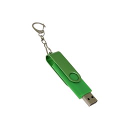 USB-флешка на 16 Гб 2 в 1 поворотный механизм, c дополнительным разъемом Type-C с одноцветным металлическим клипом, зеленый