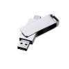 USB 2.0-флешка на 64 Гб поворотный механизм, c дополнительным разъемом Micro USB с одноцветным металлическим клипом