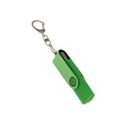 USB-флешка на 128 Гб 2 в 1 поворотный механизм, c дополнительным разъемом Type-C с одноцветным металлическим клипом, зеленый