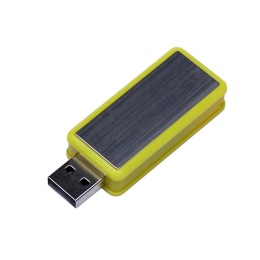 USB-флешка промо на 32 Гб прямоугольной формы, выдвижной механизм, желтый