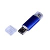 USB-флешка на 32 Гб c двумя дополнительными разъемами MicroUSB и TypeC, синий