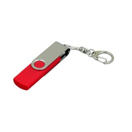 Флешка с  поворотным механизмом, c дополнительным разъемом Micro USB, 64 Гб, красный