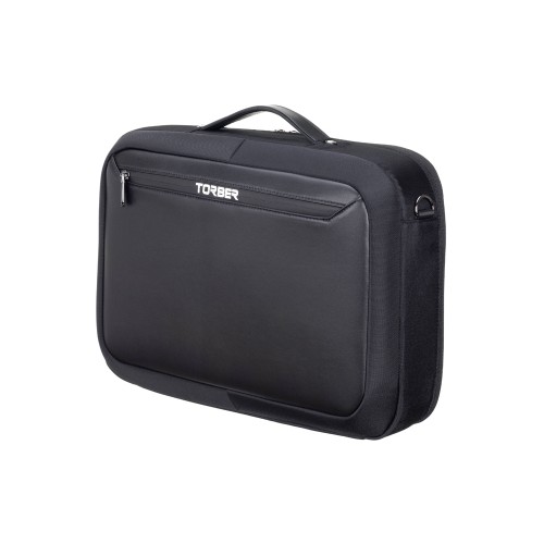 Сумка для ноутбука TORBER ВОЯЖ 15.6'', чёрный, нейлон/микрофибра, 44 х 10 х 32 см, 12л