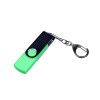 USB-флешка на 64 ГБ поворотный механизм, c двумя дополнительными разъемами MicroUSB и TypeC, зеленый