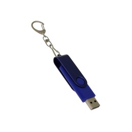 USB-флешка на 16 Гб 2 в 1 поворотный механизм, c дополнительным разъемом Type-C с одноцветным металлическим клипом, синий