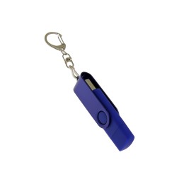 USB-флешка на 128 Гб 2 в 1 поворотный механизм, c дополнительным разъемом Type-C с одноцветным металлическим клипом, синий