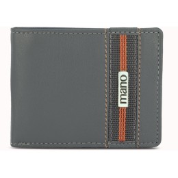 Бумажник Mano "Don Leonardo", с RFID защитой, натуральная кожа в сером цвете, 10,5 х 2 х 8,5 см
