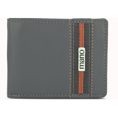 Бумажник Mano "Don Leonardo", с RFID защитой, натуральная кожа в сером цвете, 10,5 х 2 х 8,5 см