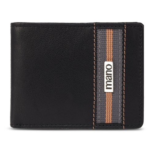 Бумажник Mano "Don Leonardo", с RFID защитой, натуральная кожа в черном цвете, 10,5 х 2 х 8,5 см
