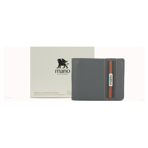 Бумажник Mano "Don Leonardo", с RFID защитой, натуральная кожа в сером цвете, 10,5 х 2 х 8,5 см