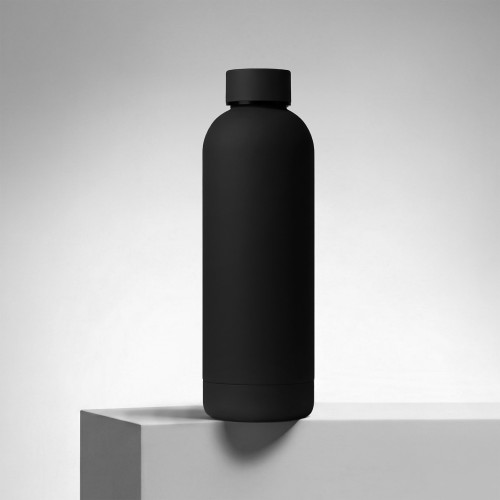 Вакуумная термобутылка "Cask" Waterline, soft touch, 500 мл, тубус, черный