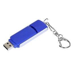 Флешка промо прямоугольной формы, выдвижной механизм, 16 Гб, синий
