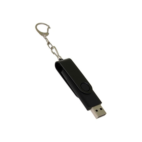 USB-флешка на 64 Гб 2 в 1 поворотный механизм, c дополнительным разъемом Type-C с одноцветным металлическим клипом, черный